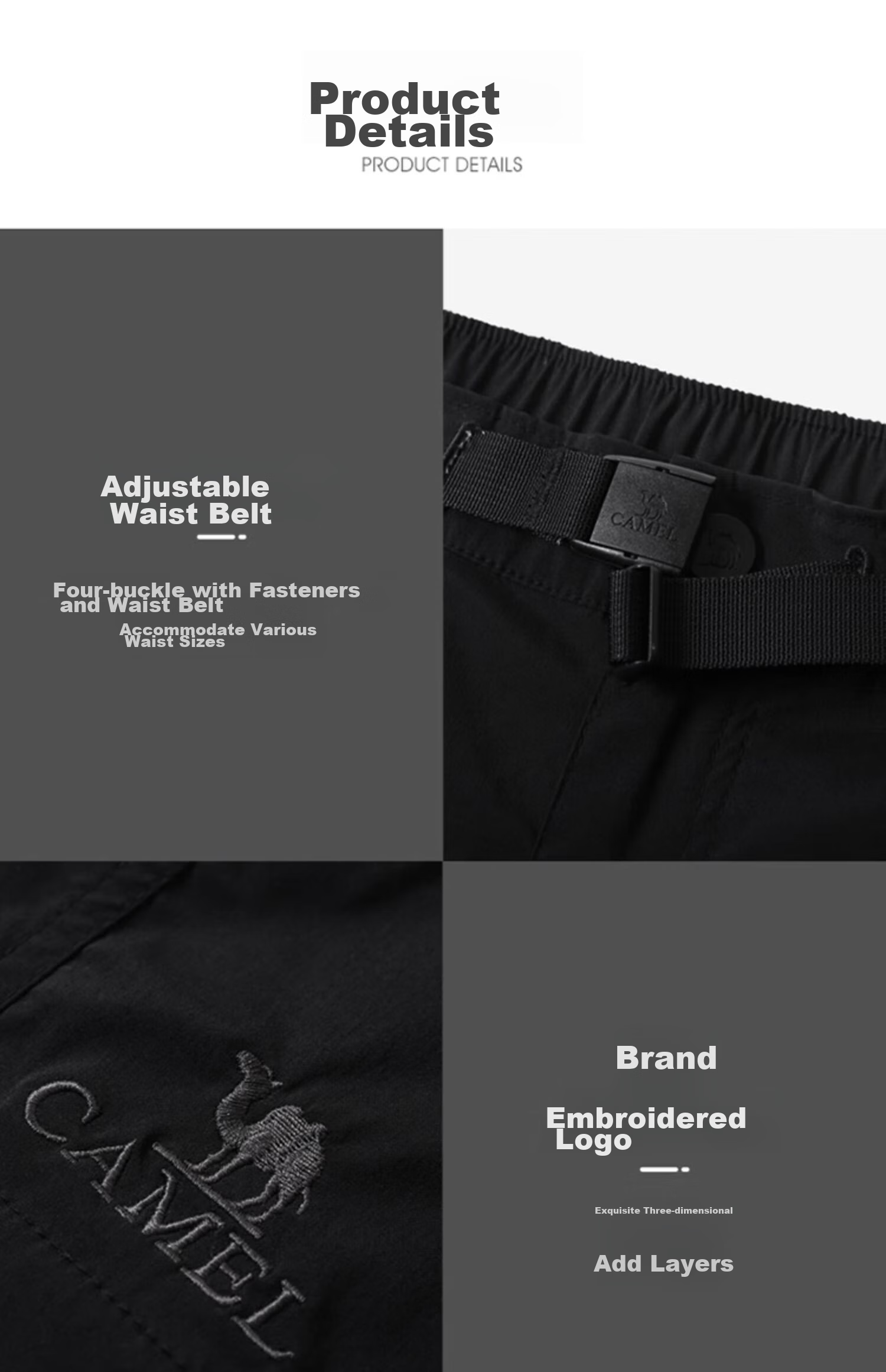 CAMEL Outdoor Ice-Cool Quick-Dry Long Pants for Men, Detachable Long And Short Sports Trousers, Travel Clothing [Sweat-Inducing] 0016 12