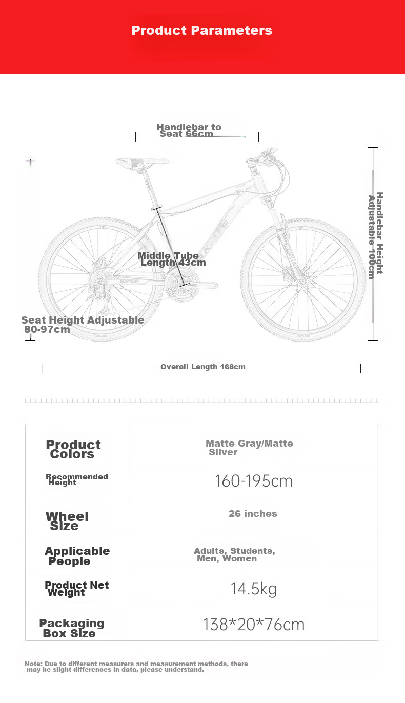 BATTLE Mountain Bike, 27-Speed, 26-Inch, Front And Rear Disc Brakes, for Men And Adults, Suitable for City And Off-Road Cycling 5