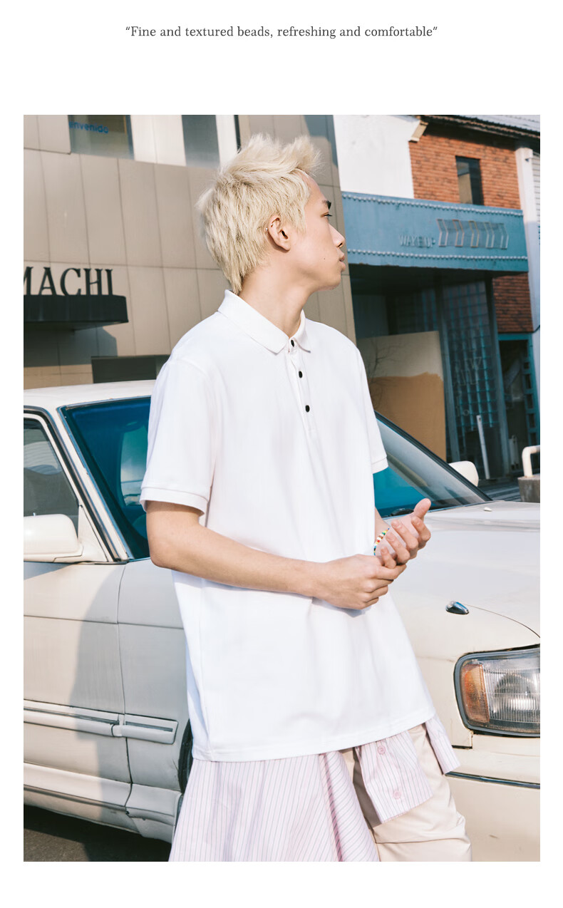 GENIOLAMODE Polo Shirt for Men, Summer Casual Retro Chinese Trendy Printed Collar Short-Sleeve Men's T-Shirt, White, 2XL 13