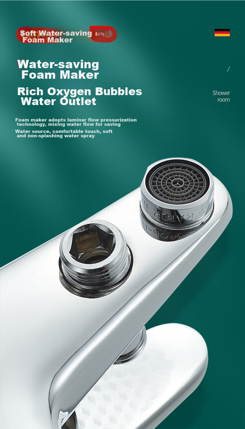 BSITN Bathroom Sink Mixer Tap, Hot And Cold Water Valve, Bathroom Shower Switch, Triple Mixing Faucet B7102 12