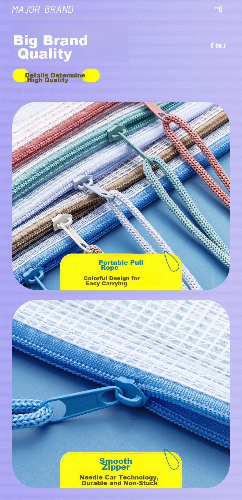M&G Student Subject Bag, A4 Size, Morandi Color Grid Zipper Pouch, Document Classification Storage, Transparent Exam Paper Holder, ADM945R9 14