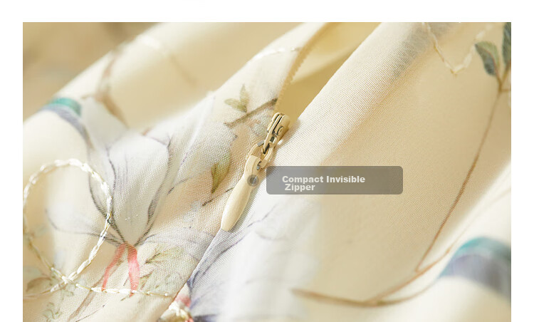 Sentubila New Chinese-Style Mandarin Collar Button-Up Qipao Improved Version, Petal Sleeve Chiffon Floral Print Dress for Summer, Apricot Base Floral Pattern, XL 27