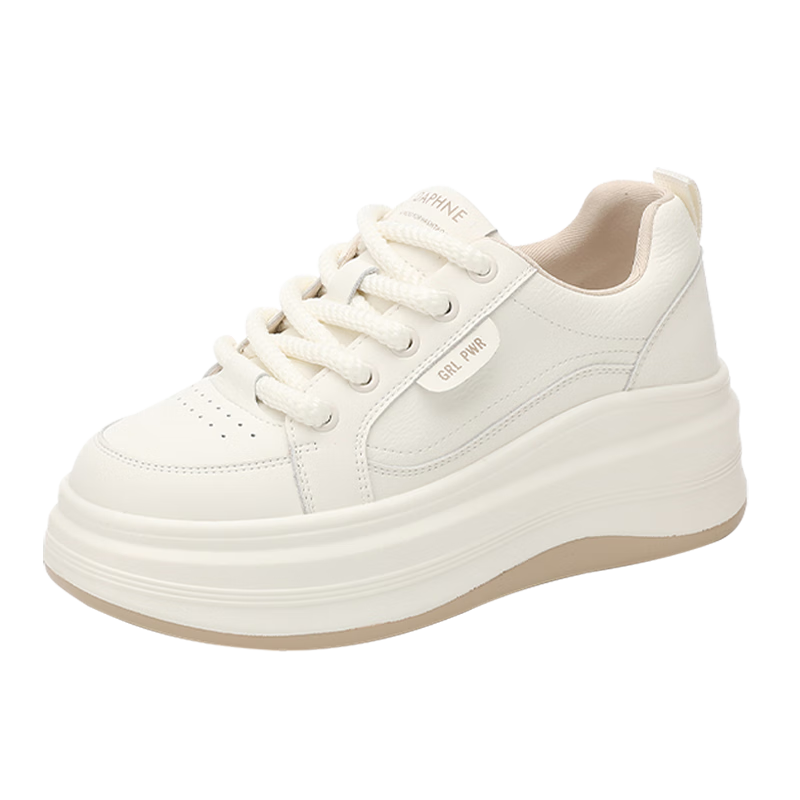 DAPHNE Thick-Soled Platform Shoes for Women, Versatile Panda Shoes, Sports Casual Shoes, Platform Heightening Sneakers for Women, Beige, Size 36
