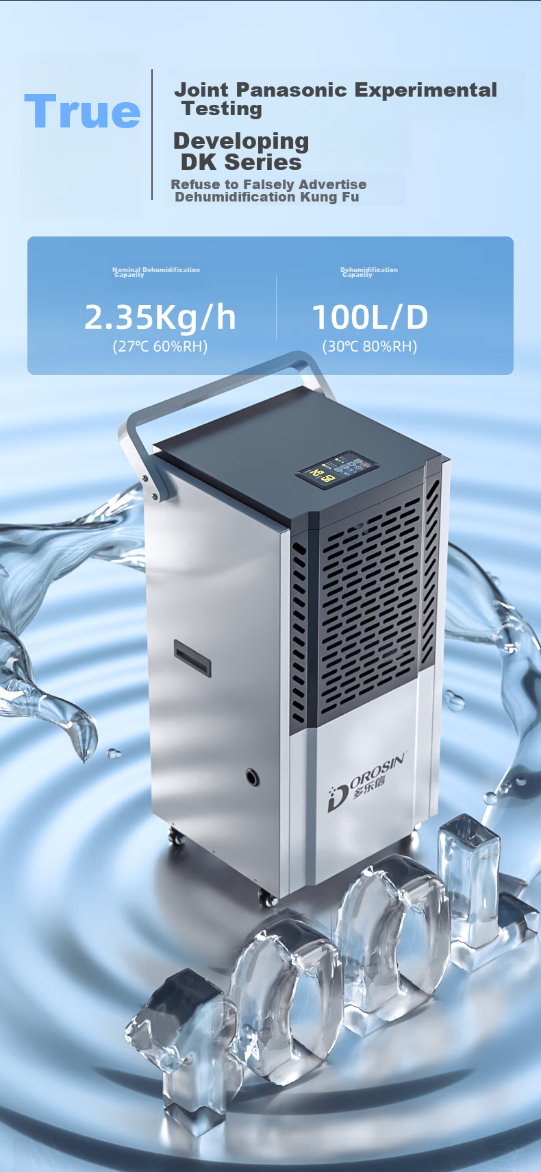 DOROSIN Industrial Dehumidifier, Dehumidification Capacity 110 Liters/Day, 350 Square Meters High-Power Commercial Dehumidifier for Villas, Workshops, Warehouses, Renovation Drying Machine, Direct Drainage DR-1502L 4