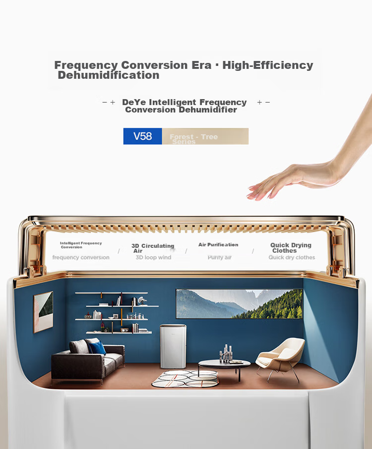 Deye Dehumidifier 60L/Day Home Basement Villa Clothes Drying Inverter Air Purifier Formaldehyde Removal V60Max 2