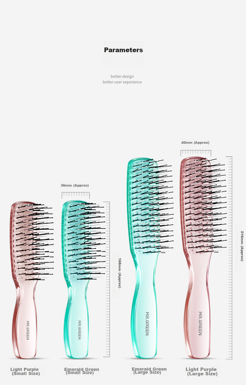 MR.GREEN German Comb for Women, Massage Comb with High And Low Teeth, Straightening And Curling Comb, Long Hair Volumizing Styling Comb, Wet And Dry Use Transparent Soft Tooth Comb in Gift Box Mr-7507 10