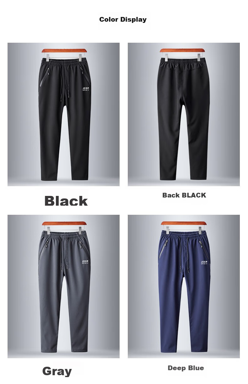 JEEP SPIRIT Men's Sports Pants, Spring And Autumn Casual Trousers, Loose-Fitting Tactical Long Pants, Outdoor Long Pants for Men, Black, 2XL 8