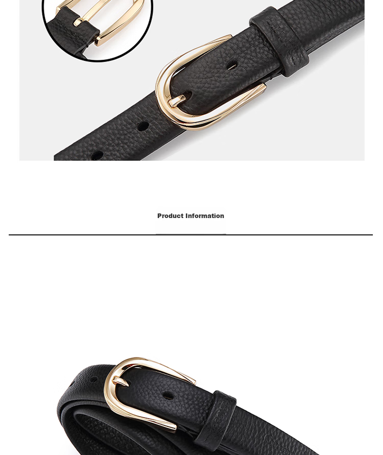 CROCODILE Belt, Fashionable Top-Grain Leather, Soft Women's Simple Pin Buckle Belt, Birthday Gift, 11430 Black, for Girlfriend 6