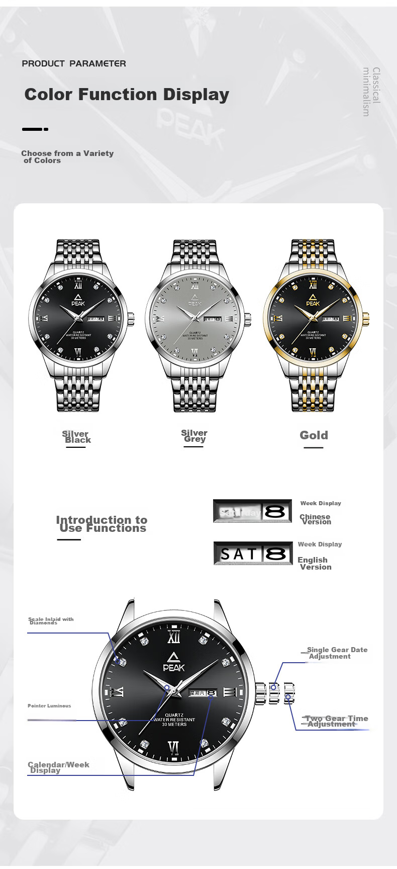 PEAK Zhuoyue Series Top Ten Brand Watches for Men, Mechanical Style Sports Watch with Luminous Dial, Water-Resistant Student Wristwatch from England 6