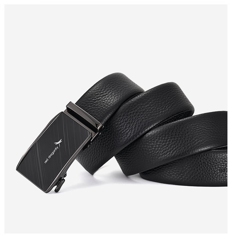 RED DRAGONFLY Top-Grain Leather Men's Belt with Automatic Buckle, Practical Gift for Dad Or Husband, Birthday Present in Gift Box 11