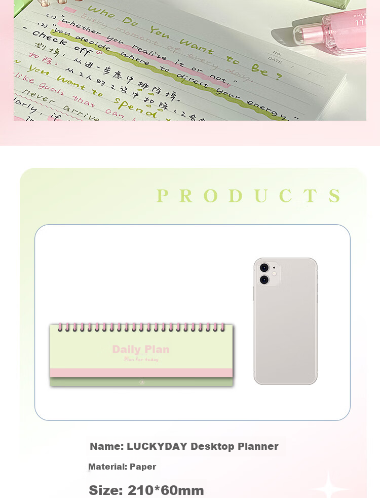 Sannianerban Desktop Daily Planner, Study Planner, High-Quality Office Work Log, Schedule, Self-Discipline Check-In Book, Record Book - Blue Star Weekly Pla 2