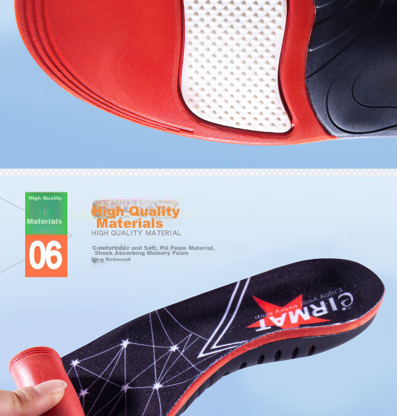 IQGD Sports Correction Insoles for Men And Women, Flat Feet Arch Support, Bunions Correction, Flat Sole 6667, Black And Red, Size XS 9