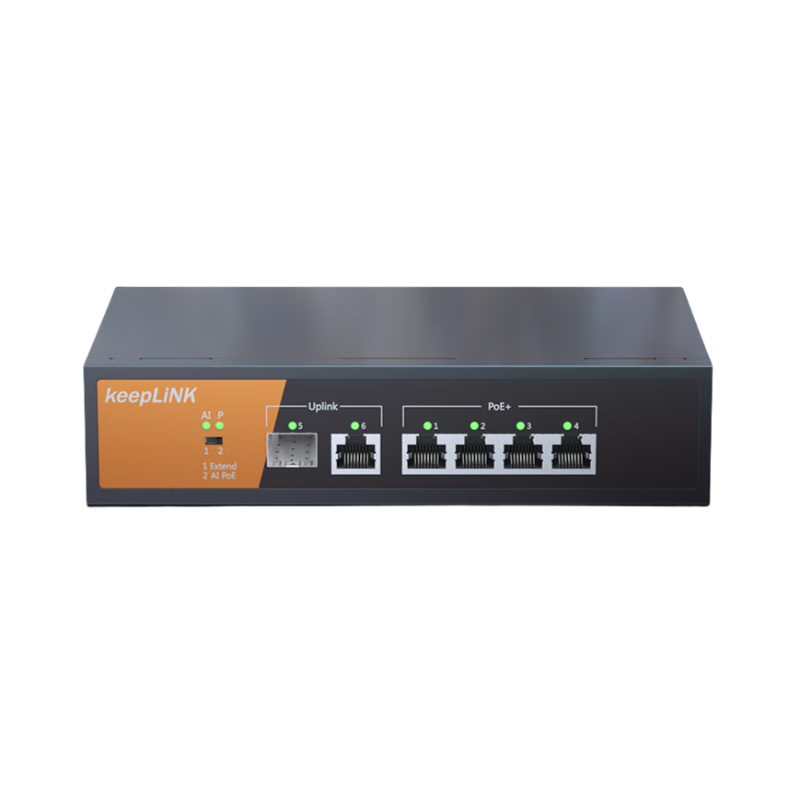 KeepLINK KP-9000 Full Gigabit 6-Port POE Switch, Unmanaged Enterprise Engineering Monitoring Switch, 72W Per Unit
