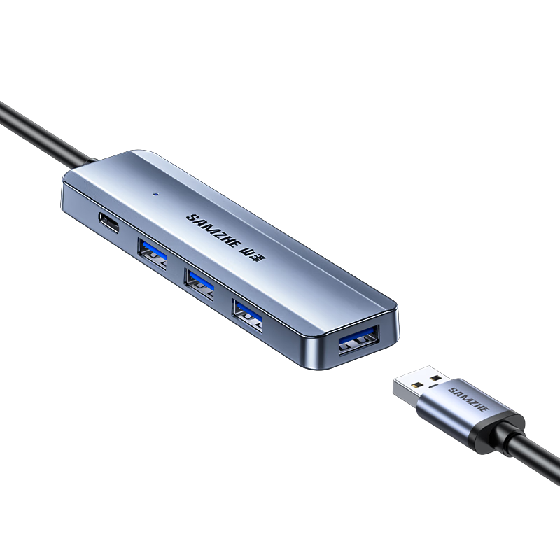 SAMZHE USB3.0 Hub Expansion Dock, High-Speed 4-Port HUB Duplicator Adapter for Laptops, Multi-Port Converter Extension, Type-C Powered HUB11-2, 1 Meter