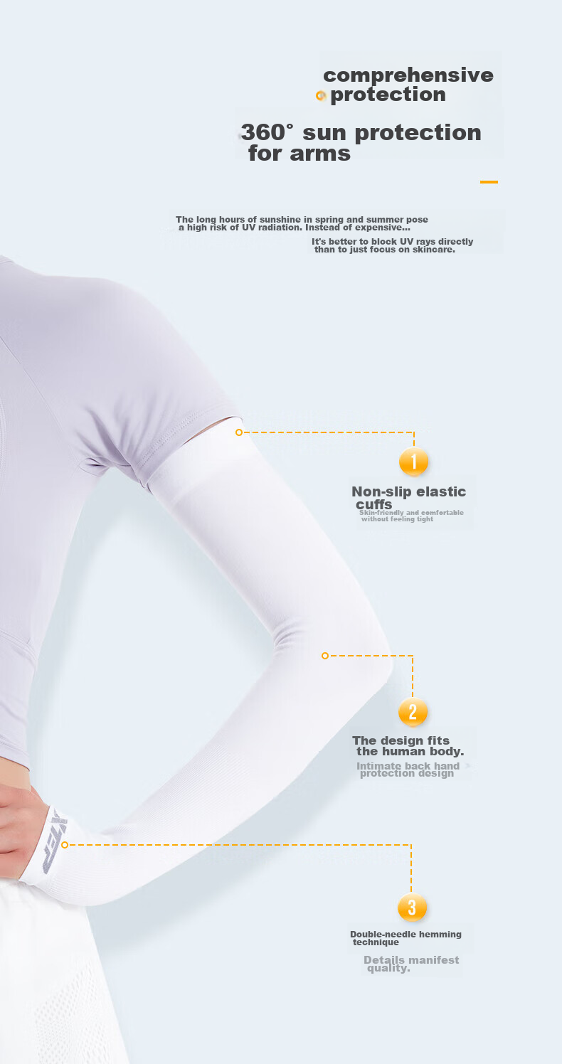 XTEP Ice Sleeves Sun Protection Driving Outdoor Sports Cycling Men Women Ice Silk Arm Sleeves Fishing UV Long Sleeve Protectors White One Pair 8