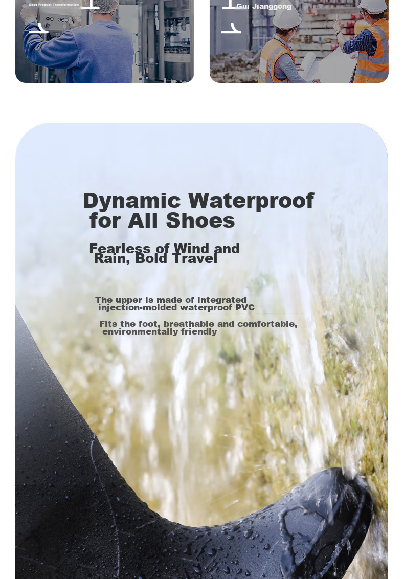 Lanoudun Rain Boots for Men And Women, High-Top Waterproof Shoes, Outdoor Non-Slip Rubber Shoes, Wear-Resistant Rain Boots, Overshoes YX1009 Size 40 3