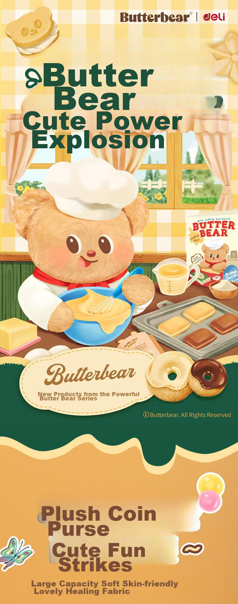 Deli Butter Bear Crossbody Earphone Bag, Cute Travel Design, Versatile And Adorable, Children's Crossbody Bag, Gift for Kids 1