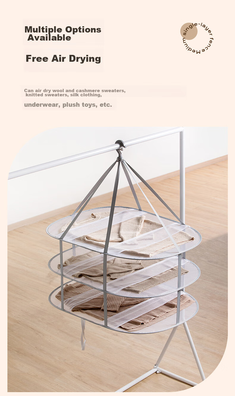 CHAHUA Clothes Drying Rack, Flat Clothes Hanger, Anti-Deformation Drying Net, for Hanging Underwear And Socks, Drying Aid for Sweaters, Large Single-Layer Desig 6