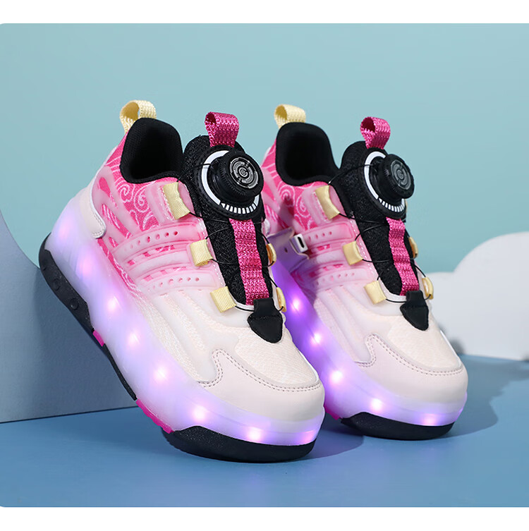 BKG Running Shoes for Girls, Four-Wheel Sports Shoes for Children, Student And Youth Skating Shoes ZYQ23825-B7 Lan Yue 36 16
