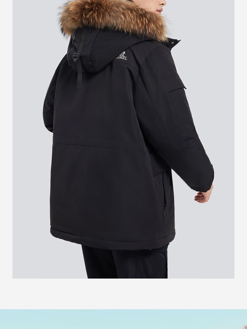 CAMEL Workwear down Jacket, Mid-Length, White Duck Down, Collar, Casual Sports Thickened Coat, Winter Season, M13CAKI038A 36
