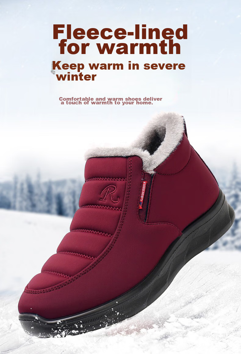 Ankang Winter Fleece-Lined Cotton Shoes, Traditional Beijing Cloth Shoes for Women, Middle-Aged And Elderly Waterproof Mom Shoes AK78896 Red 37 1