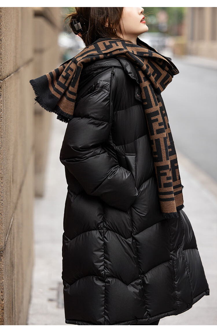 Dme [Hide in Sunroom], Winter 15D Ultra-Thin 90% Duck Down Hooded Long down Coat for Wome 4