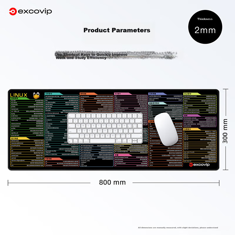 EXCO LINUX Shortcut Mouse Pad Large Desk Mat Command Programmers Laptop Office Software Mouse Pad Shortcut Lock Edge Gaming Keyboard Mat 0254 9