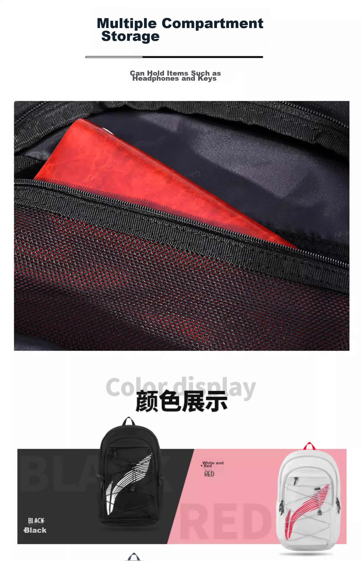 Li-Ning Backpack, Large Capacity School Bag for Men, Middle School High School College Students, Basketball Travel Outdoor Sports Backpack for Wome 22