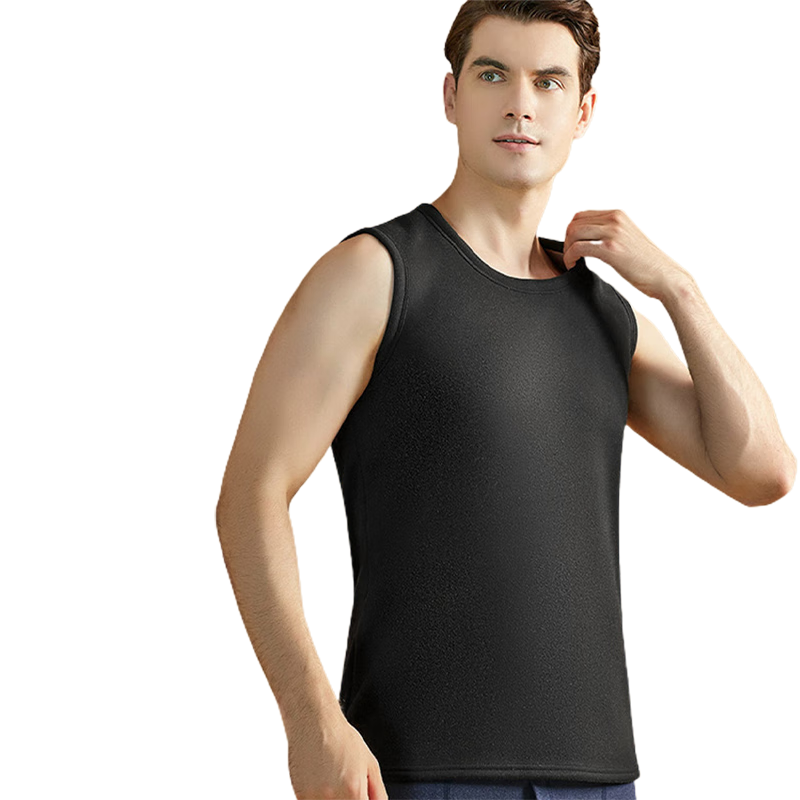 LangSha Thermal Vest for Men, Autumn And Winter, Lambswool Fleece-Lined, Thickened, Slim-Fit, Inner Wear, Cold-Proof Base Layer for Me