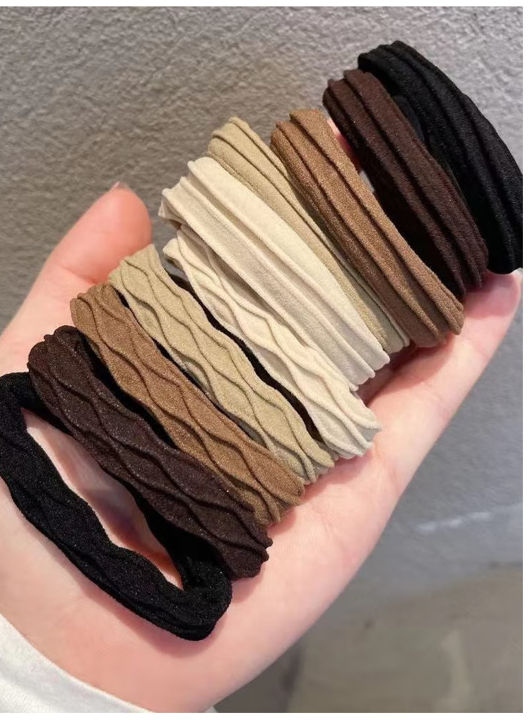 Yefili 10-Pack High Elasticity Simple Hair Ties for Bun and High Ponytail Durable Hair Bands for Women and Students 7