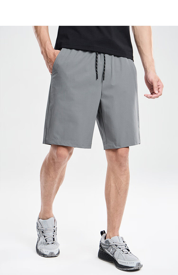 DANCING WOLVES [Elastic Waist] Breathable Quick-Dry Easy-Care Casual Pants Men's Casual Shorts, 211 Gray-Green, 56/XXL 5