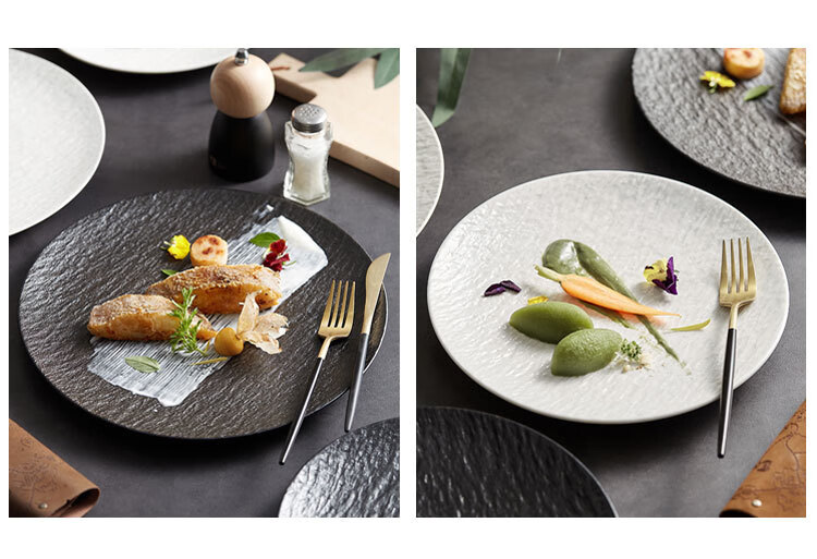 Canjiangjun Ceramic Western Dinner Plate, Underglaze Color, 8.5 Inches, Salad Plate, Steak Plate, Dumpling Plate, 1 Piece, White 12