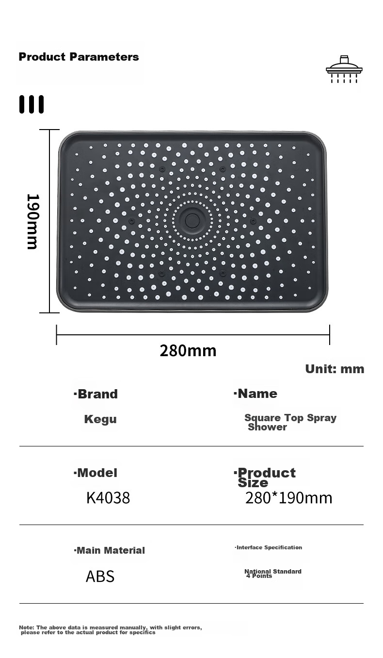 KEGOO Square Top Spray Shower Head Single Air Pressure Booster, Bathing Shower Large Spray Head Universal Gun Gray K4038 9