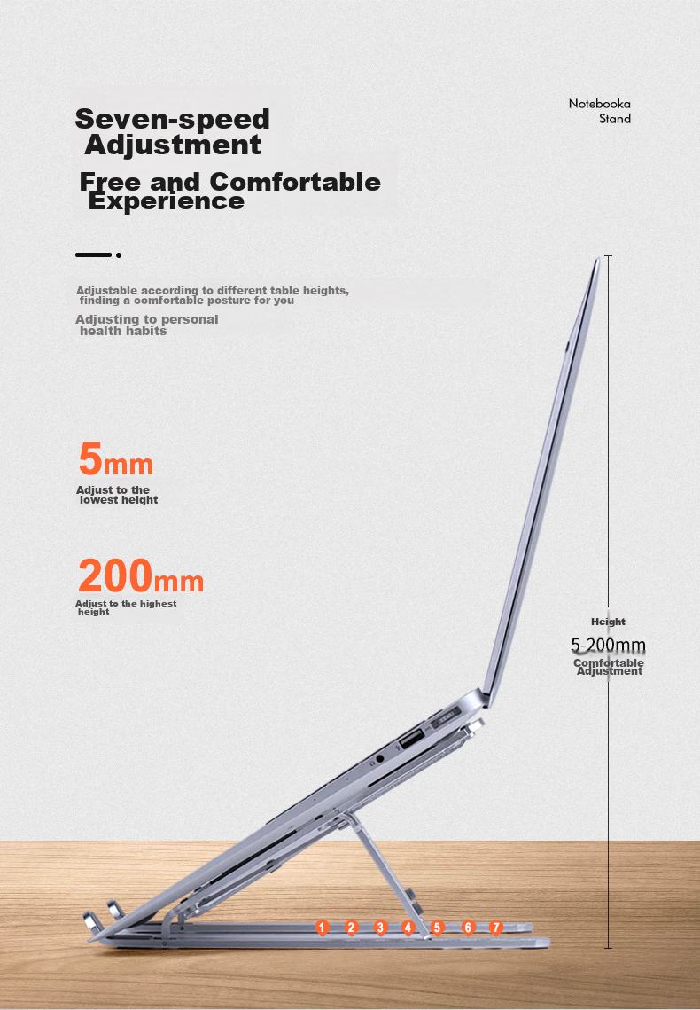 ECOLA Aluminum Alloy Folding Portable Notebook Stand BT21SV, Silver 5