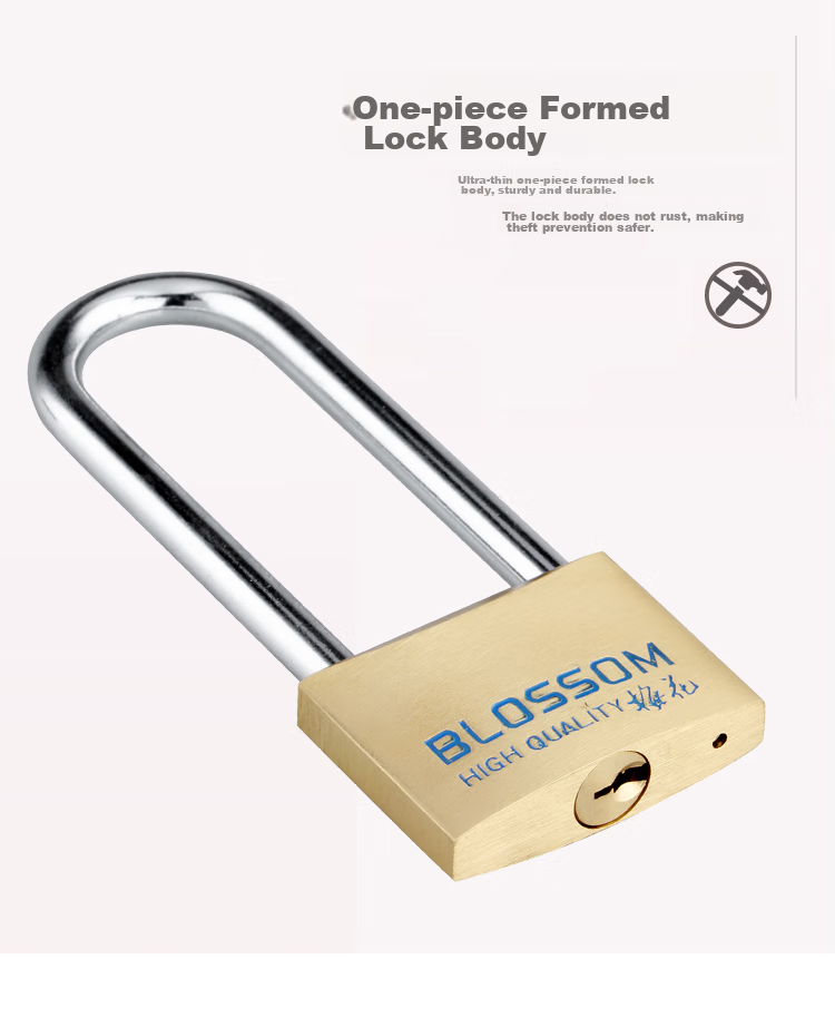 BLOSSOM Copper Padlock, U-Shaped Lock, Waterproof And Rust-Resistant Long-Shaft Door Lock, Cabinet Door Lock 55MM BC076L 8
