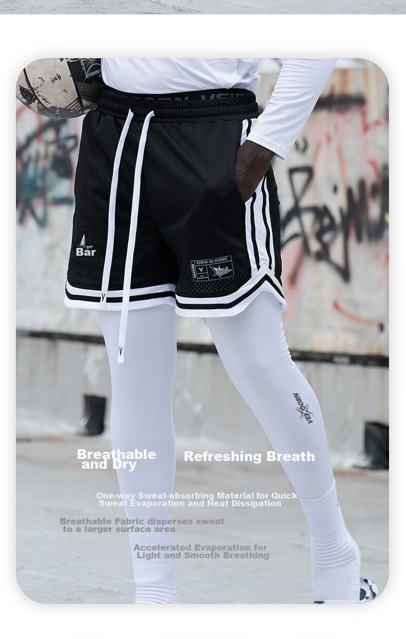 VEIDOORN Basketball Compression Breathable High-Elasticity Leggings V7310B White Capri Pants Size L 2