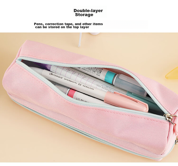 KOKUYO PENCASE Large Capacity Pencil Case, Double-Layer Classified Storage Pencil Box, Black And Gray, 1 Piece, WSG-PC252DM 4