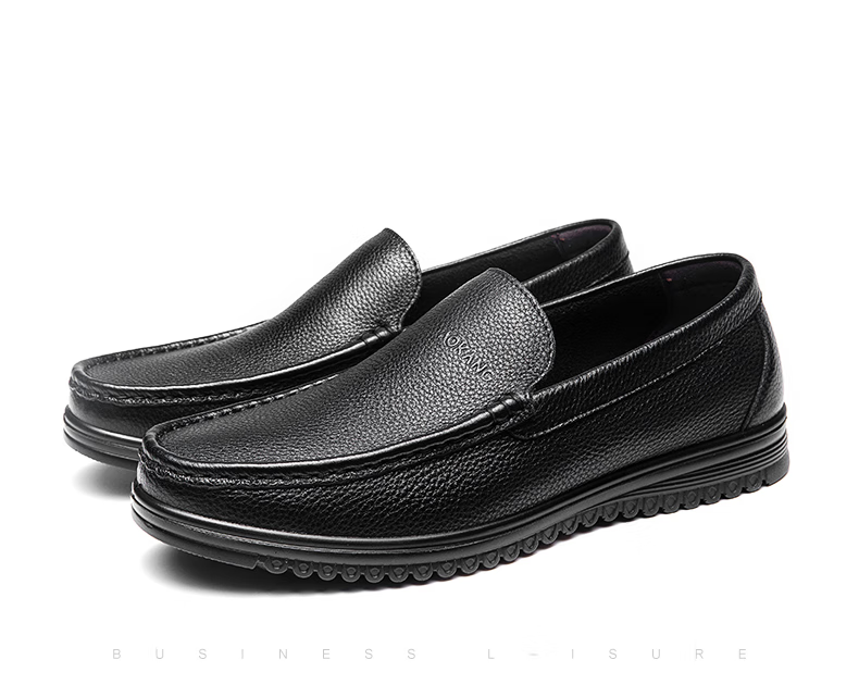 Aokang Business Formal Shoes Slip-On Simple Leather Shoes Comfortable Low-Top Shoes Black Size 38 7