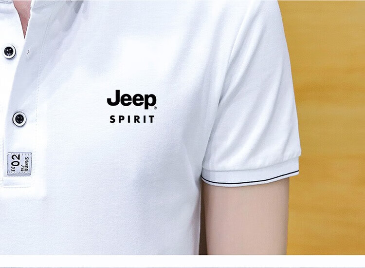 JEEP SPIRIT Men's Short-Sleeve T-Shirt, Summer POLO Shirt, Business Casual, Turn-Down Collar, Breathable, Slim Fit, Black, Size L 24