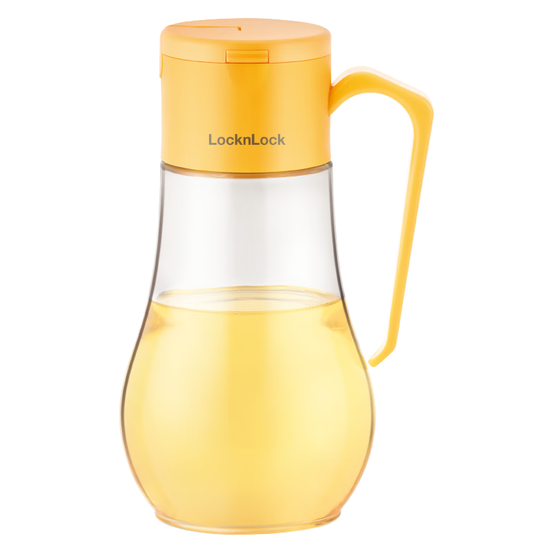 LOCK&LOCK Large Capacity Glass Oil Bottle, Detachable And Washable, Non-Slip Oil Bottle, Soy Sauce Seasoning Bottle, 550ml, Yellow