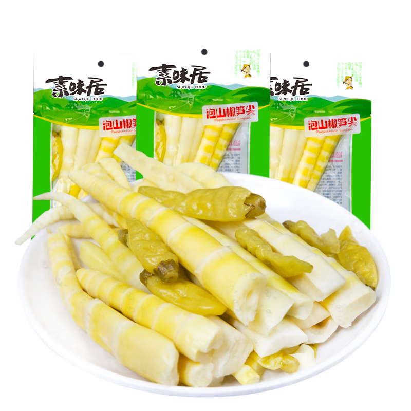 素味居 泡椒笋尖500g 泡椒竹笋脆笋笋尖网红酸笋零食小吃手剥笋开袋即食