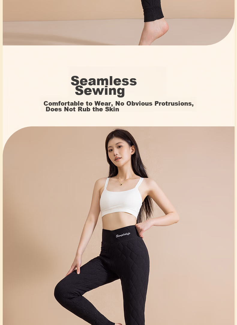LangSha Fleece-Lined Women's Thermal Pants, Autumn And Winter New High-Waist Tummy Control Leggings, 100% Wool Layered Base Thick Cotton Thermal Underwear 8