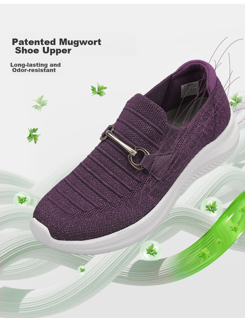 Zulijian Elderly Women's Shoes, Summer Slip-On Mom Shoes, Breathable Soft-Soled Walking Shoes, Casual Women's Shoes, 6040K Burgundy Purple, Size 39 6