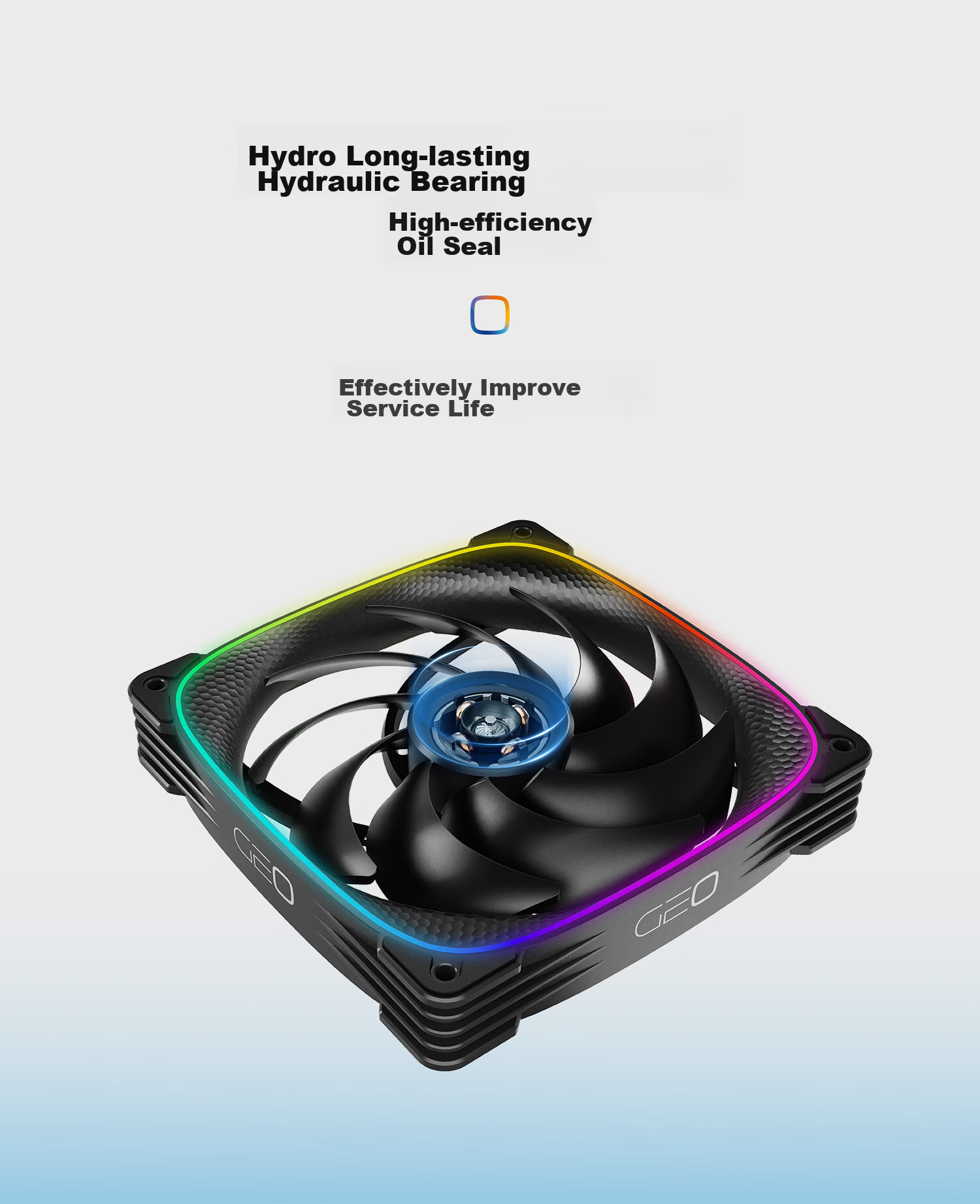GeometricFuture Longshen 2503W-14CM Case Fan, Cooling Fan 14CM, ARGB Light Synchronization, PWM Speed Control, Smart Daisy-Chaining, White, Forward, Triple Pack 9