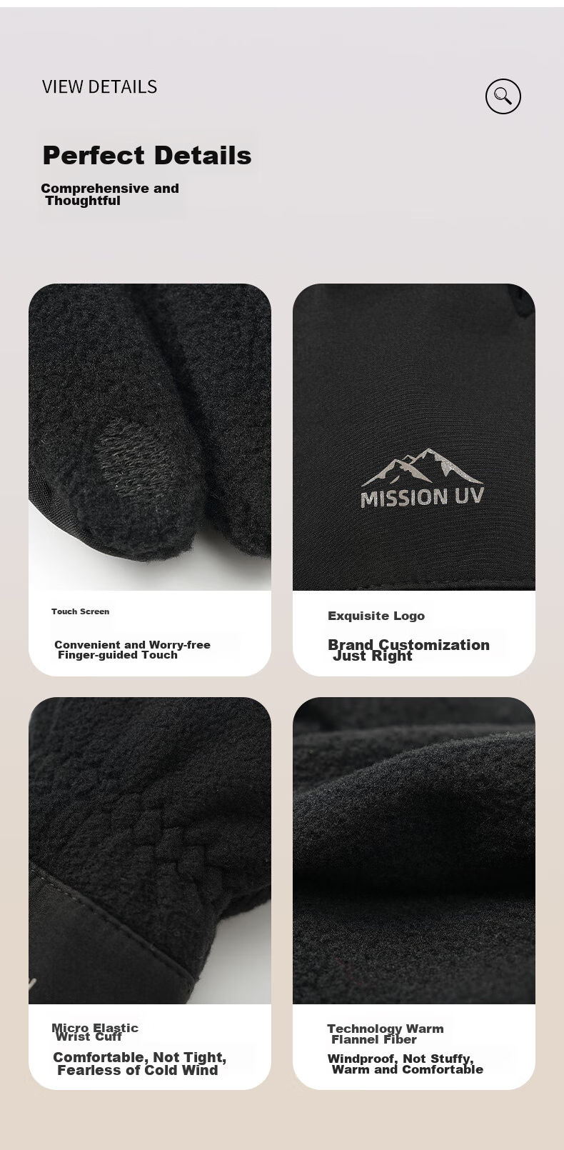MISSION UV Fleece Warm Gloves for Men, Winter Thickened And Fleece-Lined, Autumn And Winter Hiking Cycling Driving Windproof Cold-Resistant Touchscreen Gloves 7