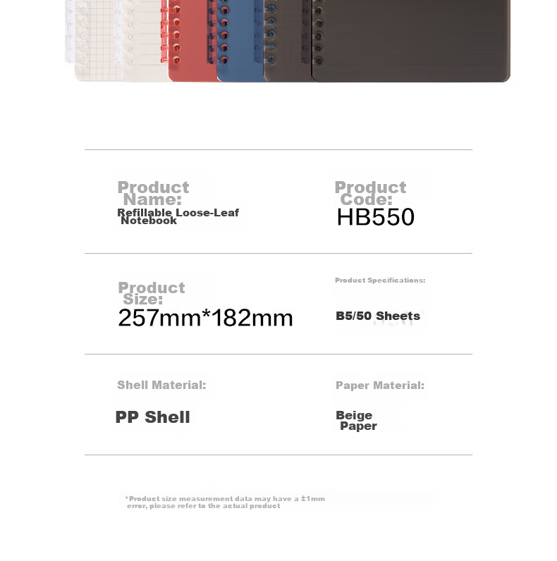 Deli B5 Comfortable Loose-Leaf Notebook Spiral-Bound Stationery Notebook for Middle And High School Homework, Study Supplies, Transparent Lined Paper for Exam Preparation And Error Correction HB550 13