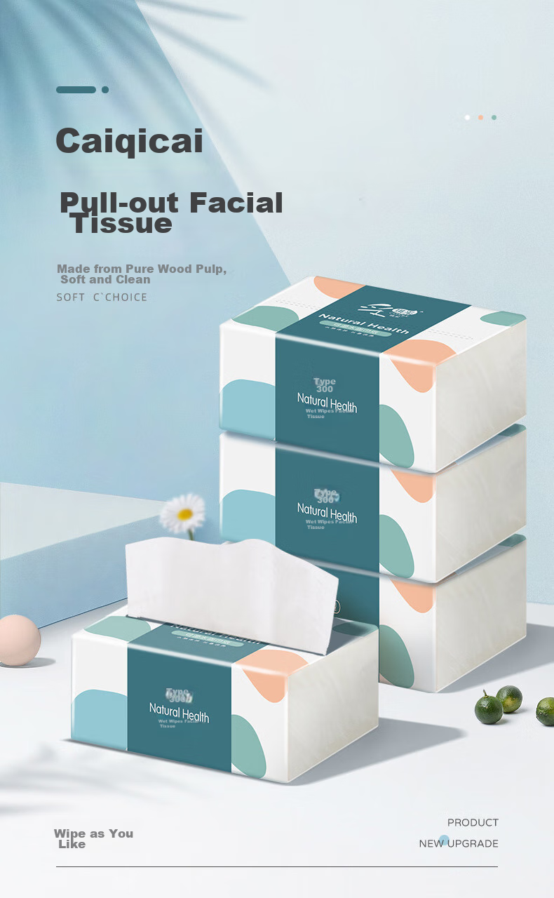 C'CHOICE Thick Facial Tissues, 5-Ply, 300 Sheets * 60 Packs, Natural Wood Napkins, Toilet Paper, Face Towels, Bulk Wholesale for Home Use 3
