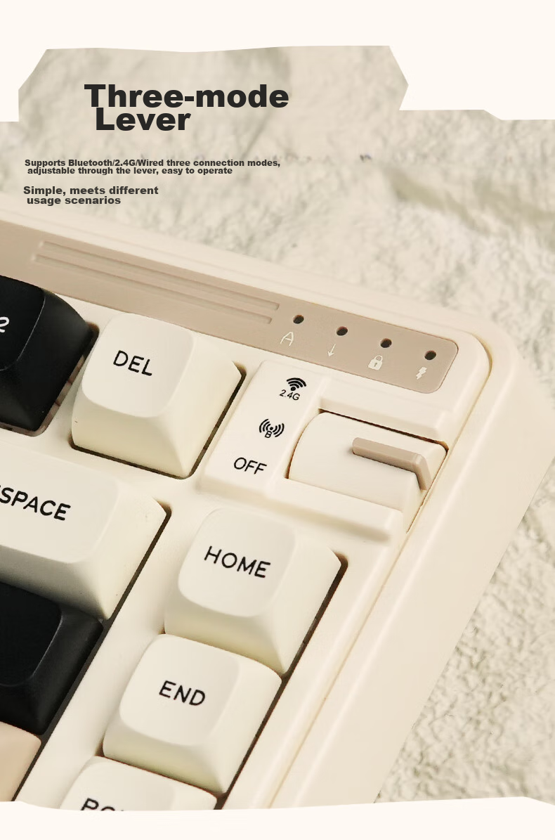 KZZI K75V2 Tri-Mode Custom Mechanical Keyboard Wireless Bluetooth Wired Gaming Office 82-Key RGB PBT Keycaps Gasket Mount Time Machine Peach Pink Switches 9