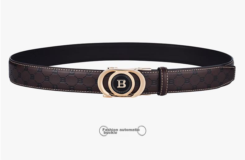 LAORENTOU Men's Leather Belt with Automatic Buckle, Waist Belt for Young And Middle-Aged Men, Birthday Gift for Boyfriend, 115-125cm 13