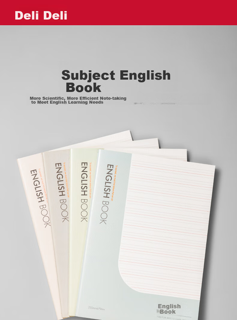 Deli 4 B5 Notebooks, 50 Sheets Each, Student English Exercise Books, Practice Notebooks, Stationery EFB550-01 2